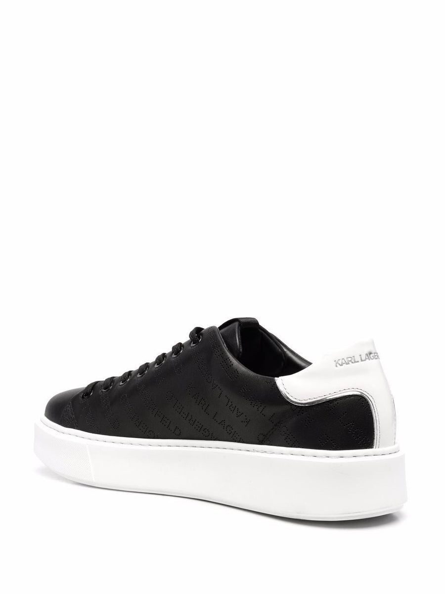 KARL LAGERFELD PERFORATED-LOGO LEATHER SNEAKERS