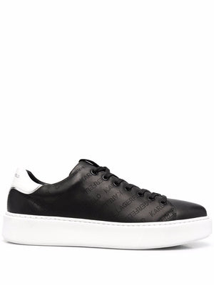 KARL LAGERFELD PERFORATED-LOGO LEATHER SNEAKERS