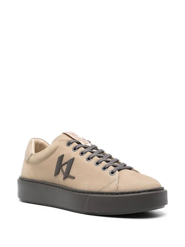 two-tone faux-leather sneakers